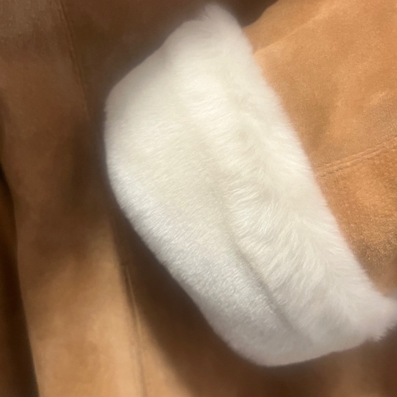 [SOLD] Genuine Suede Jacket with Faux Fur Collar and Sleeves - Picture 5 of 6